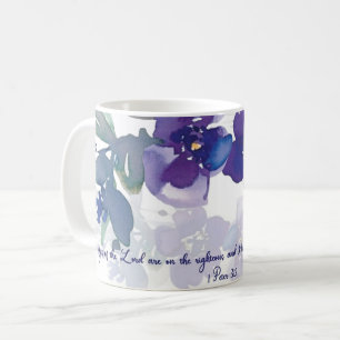 Taza De Café Los ojos del Señor, color de agua morado floral