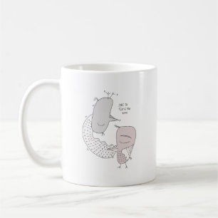 Taza De Café los pájaros adoran pareja adorables abrazos otoñal