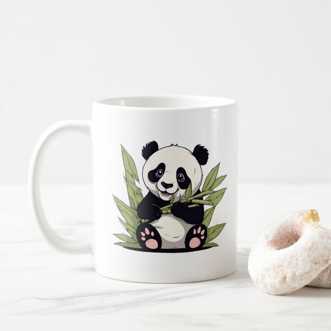 Taza De Café Los Pandas Comen El Bambú (Con donut)