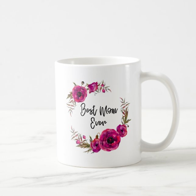 Taza De Café Los Papeles Florales De Fuchsia Rosa Eran La Mejor (Derecha)