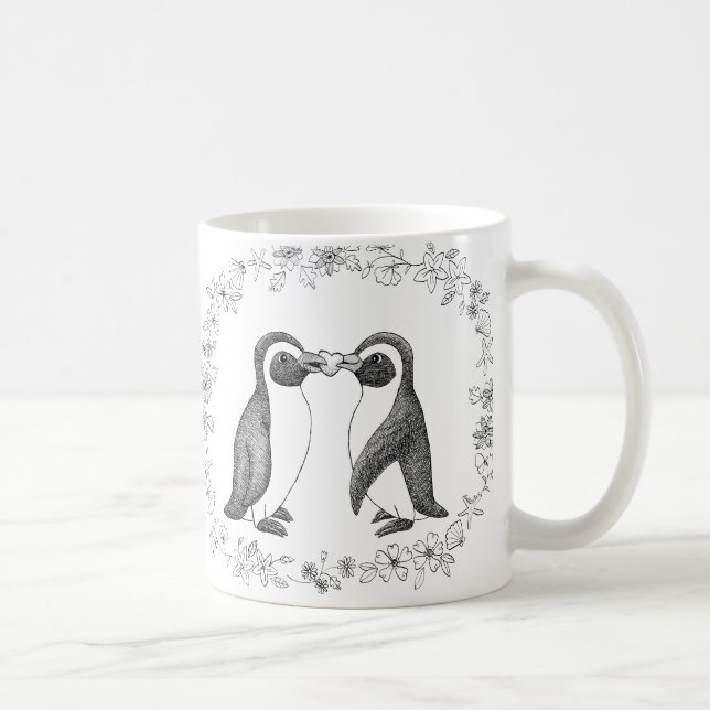 Taza De Café Los pares lindos del pingüino perfeccionan la boda (Derecha)