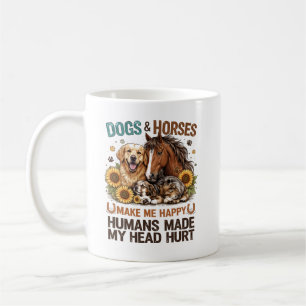 Taza De Café Los Perros y Caballos Me Feligran Divertido Amante