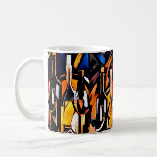 Taza De Café Los temas del vino son el cubismo. Botellas de vid