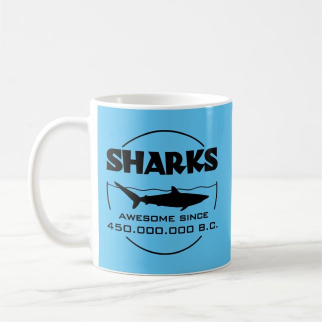 Taza De Café Los Tiburones Asombrosos Desde El 450.000.000 A.C. (Izquierda)
