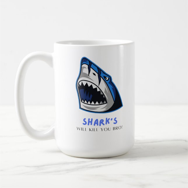 TAZA DE CAFÉ LOS TIBURONES TE MATARÁN... CITA DIVERTIDA (Izquierda)