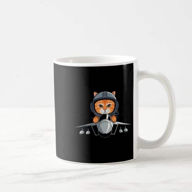 Taza De Café Lot Cat Fighter Jet Funny Aviation Kitty Design  (Derecha)