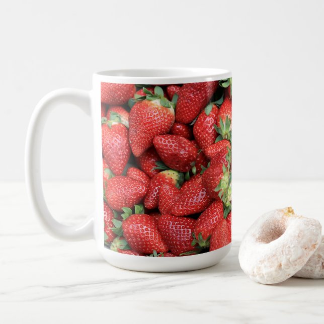 Taza De Café Lote de fresas de jugo rojo (Con donut)