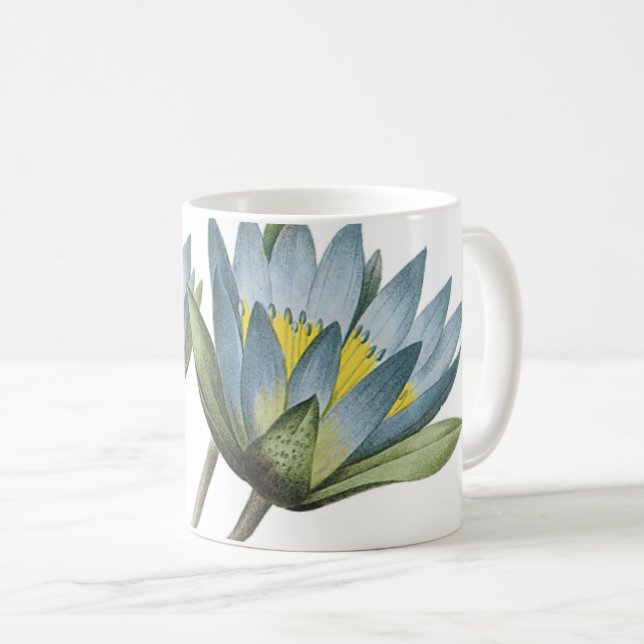 Taza De Café loto azul (Nymphaea caerulea) de Redouté (Anverso derecho)