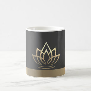 Taza De Café Loto Dorado Elegante, Yoga