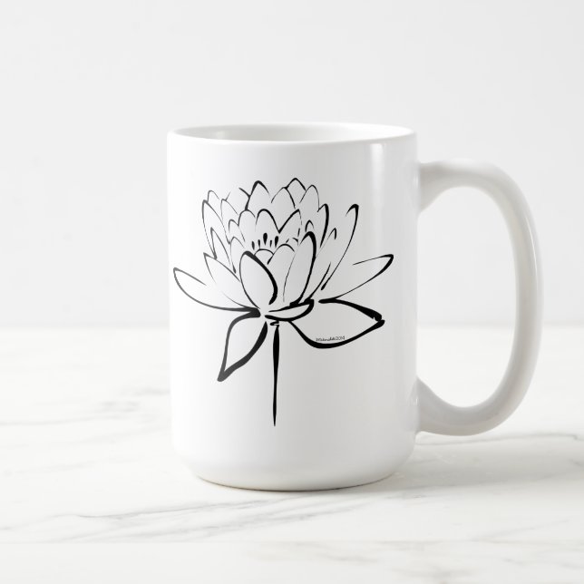Taza De Café Lotus Calligraphy (Black) (Derecha)