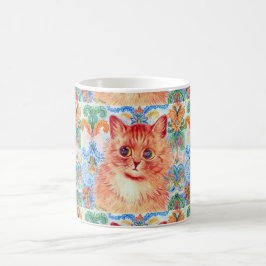 Taza De Café Louis Wain lindo gato con patrones abstractos detr