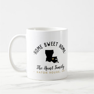 Taza De Café Louisiana Hogar Dulce Familia Monograma Mug