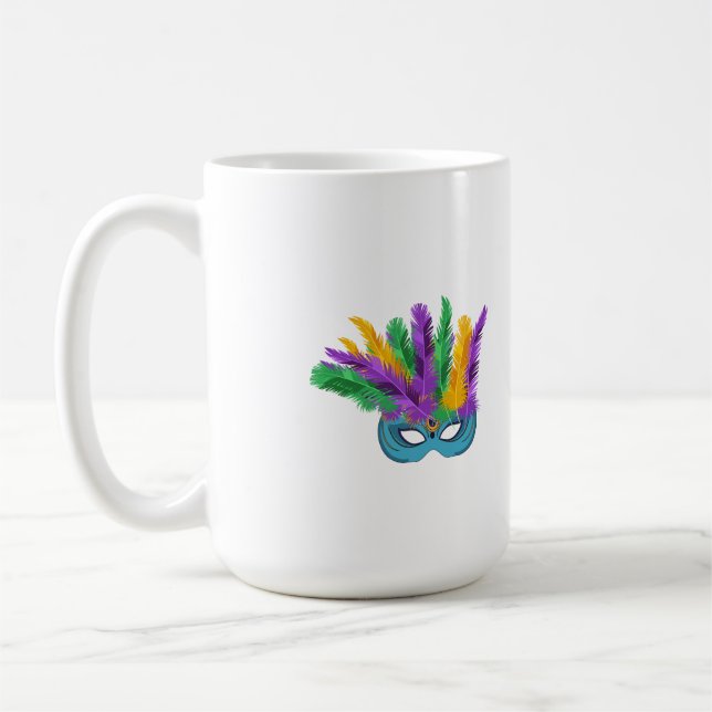 Taza De Café Louisiana Mardi Gras Máscara de plumas de feriado (Izquierda)