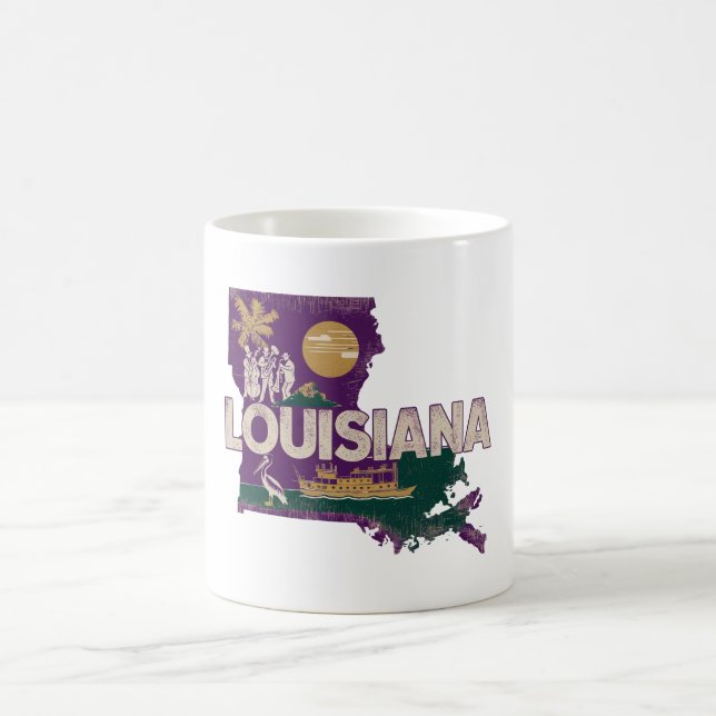 Taza De Café Louisiana Retro State Silhouette (Centro)