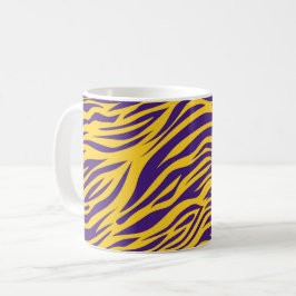 Taza De Café Lousiana Tiger tira las bandas morado y oro
