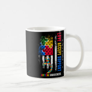 Taza De Café Love Accept Support Autism Awareness Mes Ribbon