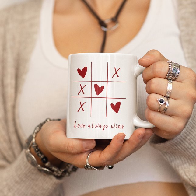 Taza De Café Love Always wins Quote l Red Heart Playful  (Subido por el creador)