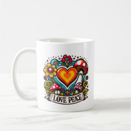Taza De Café Love and Peace Heart – Inspirational