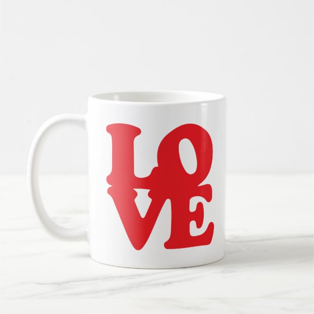 Taza De Café Love and Red Heart Romantic Valentine Trendy (Izquierda)