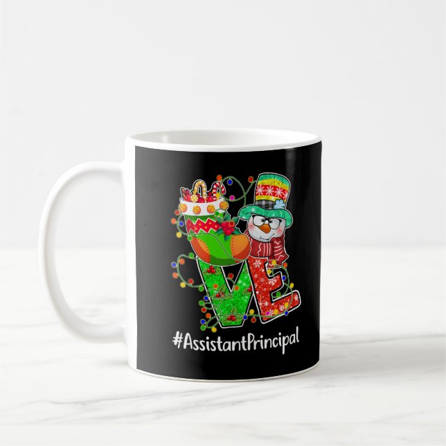 Taza De Café LOVE Assistant Directora Snowman Santa Hat Christm (Izquierda)