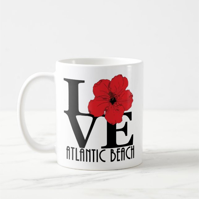 Taza De Café LOVE Atlantic Beach Red Hibiscus 11oz (Izquierda)