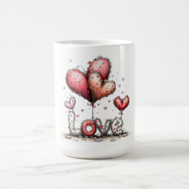 Taza De Café LOVE Balloons with Floral Hearts