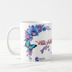Taza De Café "Love Blooms" Romantic Floral Bouquet & Butterfly 