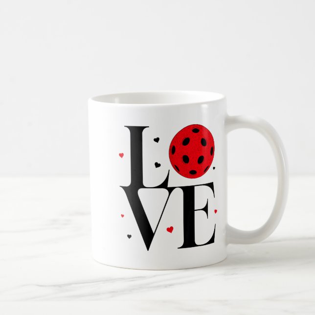 Taza De Café Love Ckleball Valentines Day Cute Red Heart  (Derecha)