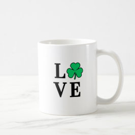 Taza De Café LOVE Clover Shamrock Ireland St Patrick basado en