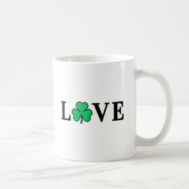 Taza De Café LOVE Clover Shamrock Irlanda Elegante Mínimo