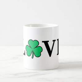 Taza De Café LOVE Clover Shamrock Irlanda Elegante Mínimo