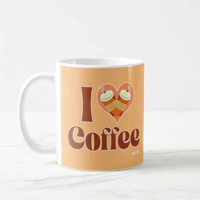 Taza De Café Love Coffee Fun Heart Design Motto (Izquierda)
