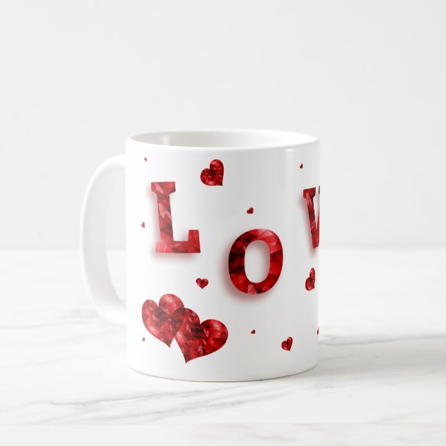 Taza De Café LOVE con corazones (Anverso izquierdo)