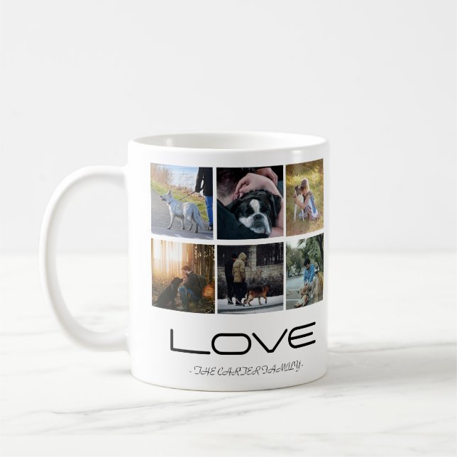 Taza De Café Love Dog Family Portrait Collage Design (Izquierda)