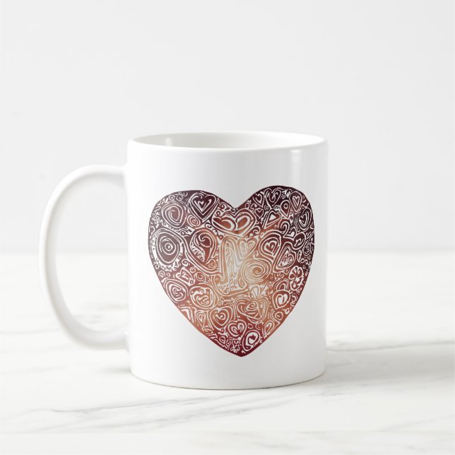 Taza De Café Love Doodle Heart Abstract Art (Izquierda)