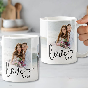 Taza De Café Love Elegant Script Pareja 3 Foto