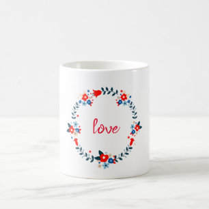Taza De Café Love Floral Wreath