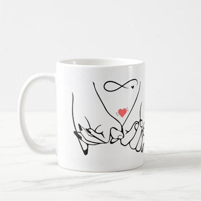 Taza De Café Love forever – pinky promise line art (Izquierda)