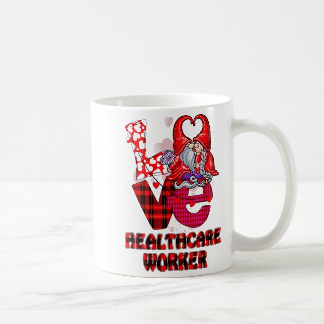 Taza De Café Love Gnome Healthcare Worker Valentines Day Heart  (Derecha)