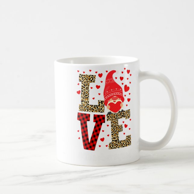 Taza De Café Love Gnome Teacher Squad Valentines Day Teacher St (Derecha)
