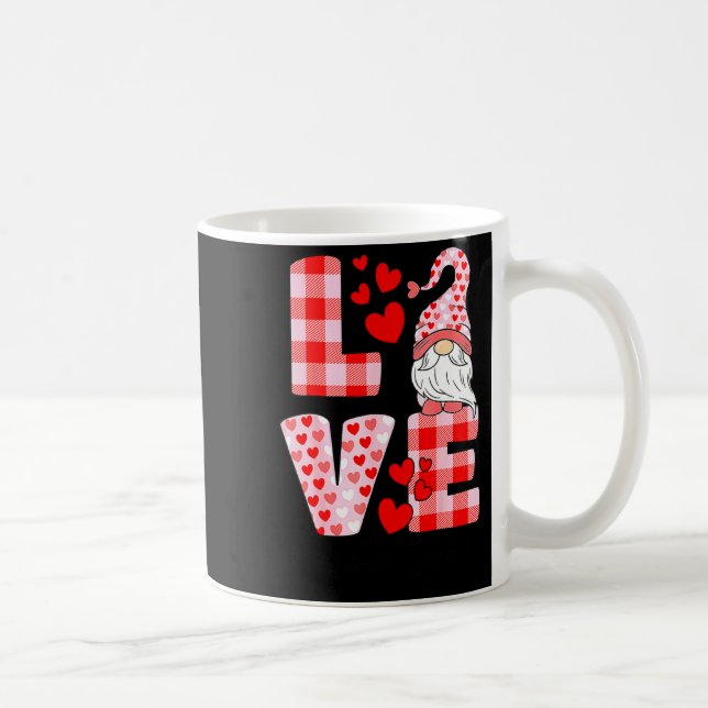 Taza De Café Love Gnome Valentines Day Red Buffalo Plaid Leopar (Derecha)