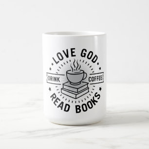 Taza De Café Love God Drink Coffee Read Books Amantes Vintage