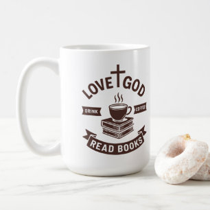 Taza De Café Love God Drink Coffee Read Books Christian Vintage