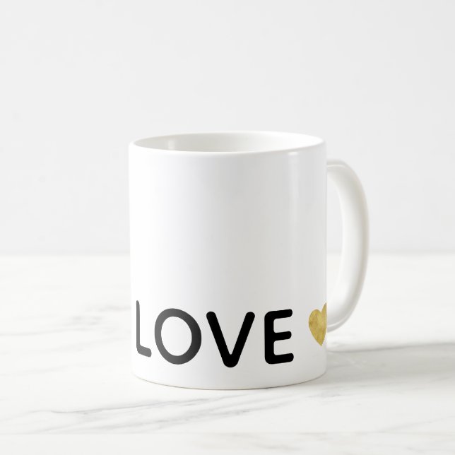 Taza De Café Love Gold Heart (Anverso derecho)