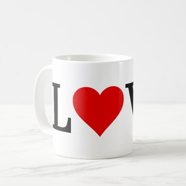 Taza De Café LOVE Heart Classic Simple Elegante (Anverso izquierdo)