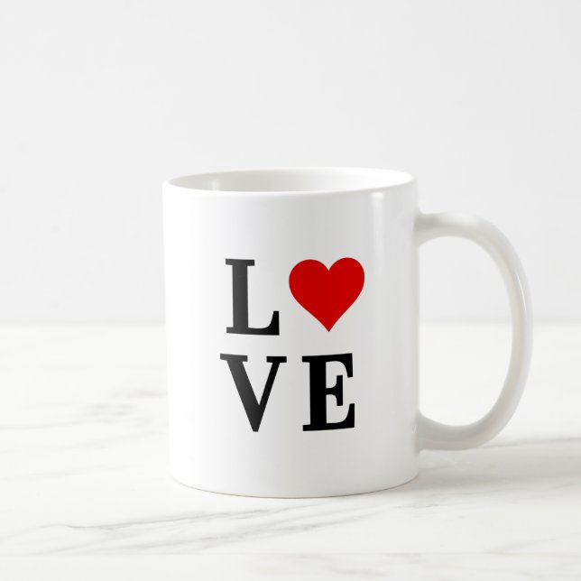 Taza De Café LOVE Heart Classic Simple Elegante (Derecha)