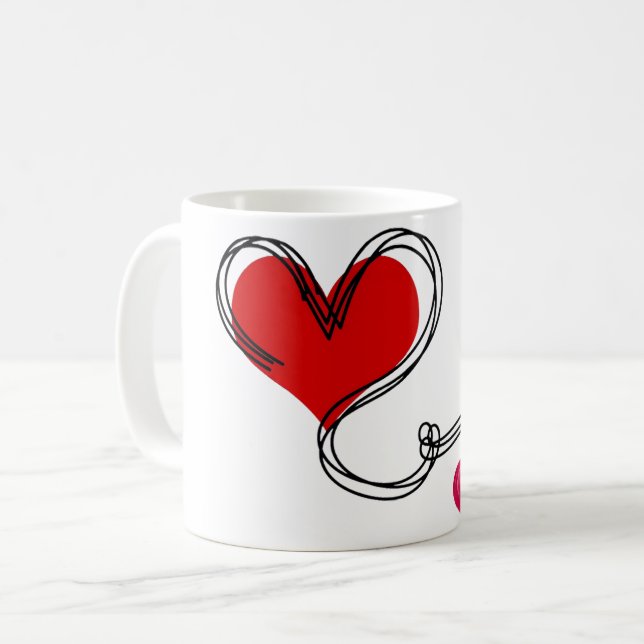 Taza De Café Love Heart Cute  (Anverso izquierdo)