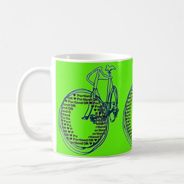 Taza De Café Love Heart Portland Bicicleta Coffee Mug (Izquierda)