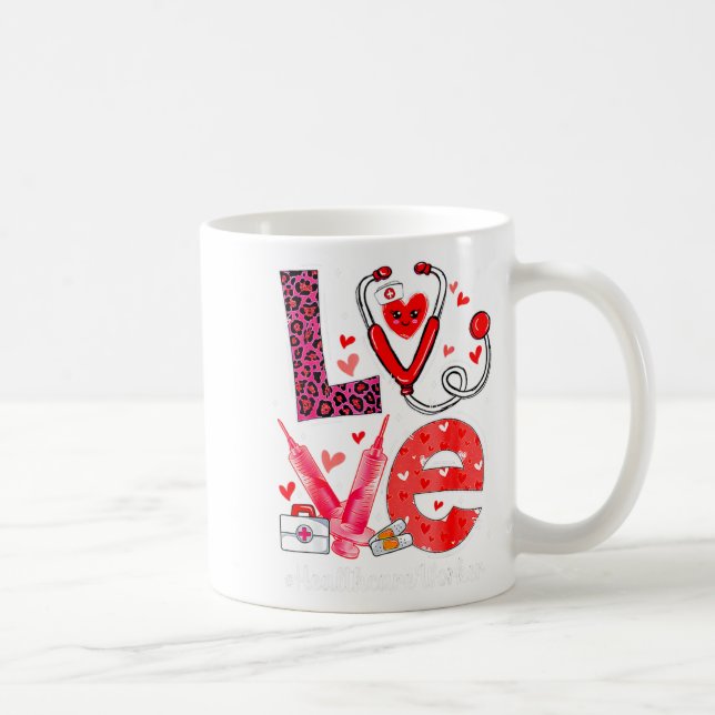 Taza De Café Love Heart Stethoscope Healthcare Worker Funny Val (Derecha)