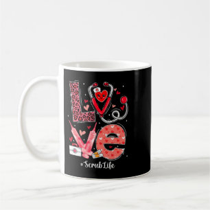 Taza De Café LOVE Heart Stethoscope Scrub Life Funny Nurse Vale
